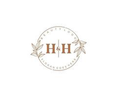 initial HH letters Beautiful floral feminine editable premade monoline logo suitable for spa salon skin hair beauty boutique and cosmetic company. vector