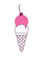 pink ice cream on cone vector