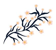 árbol rama con flores vector