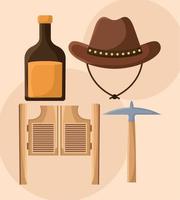 old cowboy items vector