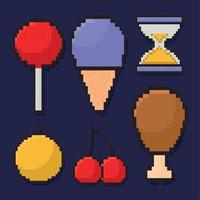 pixel art items group vector