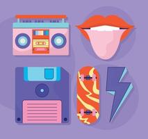 90s retro icons vector