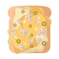 cheese and mushrooms toast vector