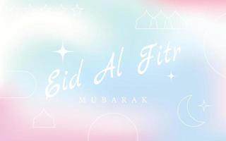 Retro Eid al fitr mubarak design. gradient islamic greeting background vector