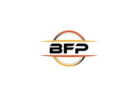 BFP letter royalty ellipse shape logo. BFP brush art logo. BFP logo for a company, business, and commercial use. vector