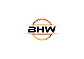 BHW letter royalty ellipse shape logo. BHW brush art logo. BHW logo for a company, business, and commercial use. vector