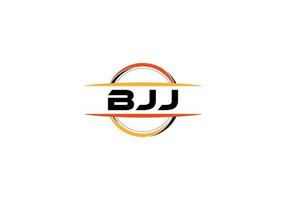 BJJ letter royalty ellipse shape logo. BJJ brush art logo. BJJ logo for a company, business, and commercial use. vector
