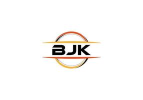 BJK letter royalty ellipse shape logo. BJK brush art logo. BJK logo for a company, business, and commercial use. vector