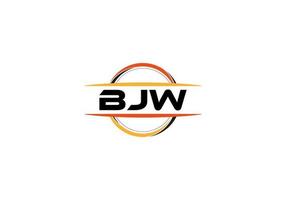 BJW letter royalty ellipse shape logo. BJW brush art logo. BJW logo for a company, business, and commercial use. vector