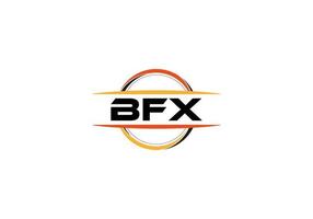 BFX letter royalty ellipse shape logo. BFX brush art logo. BFX logo for a company, business, and commercial use. vector