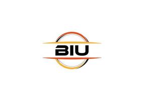 BIU letter royalty ellipse shape logo. BIU brush art logo. BIU logo for a company, business, and commercial use. vector