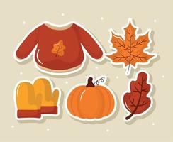 five autumn items vector