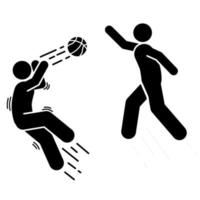baloncesto jugador negro sencillo icono en blanco antecedentes. vector ilustración.