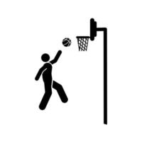 baloncesto jugador negro sencillo icono en blanco antecedentes. vector ilustración.