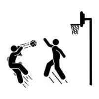 baloncesto jugador negro sencillo icono en blanco antecedentes. vector ilustración.