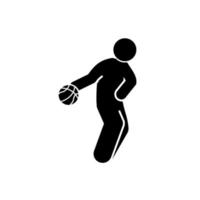 baloncesto jugador negro sencillo icono en blanco antecedentes. vector ilustración.