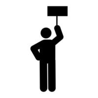 Protestors with placards. Black silhouettes. Vector illustration