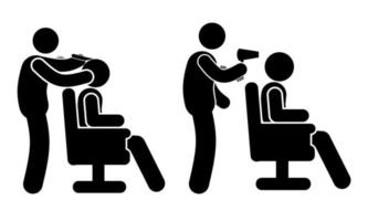 Man in barber chair icon. Simple illustration of man in barber chair vector icon for web