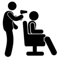 Man in barber chair icon. Simple illustration of man in barber chair vector icon for web