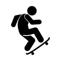 silueta de un hombre jugando un patineta. aprender patineta vector ilustración icono. skater.skateboarding