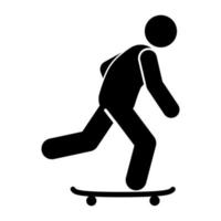 silueta de un hombre jugando un patineta. aprender patineta vector ilustración icono. skater.skateboarding