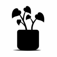 Decorative plant in potted icon illustration with shadow. Stock vector. vector