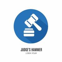 Justice hammer icon in flat . Logo for business. Stock vector. vector