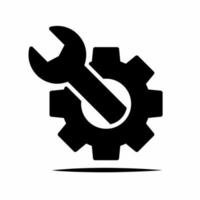 Gears and wrench icon illustration with shadow. Stock vector. vector