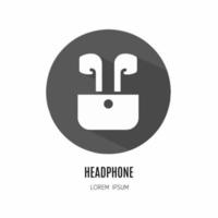 Headphone icon in flat. Logo for business. Stock vector. vector