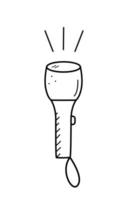 Pocket flashlight doodle icon. Hand lantern on a string, vector illustration.