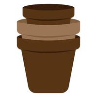 Three empty flower pots standing in each other. Vector flat Illustration