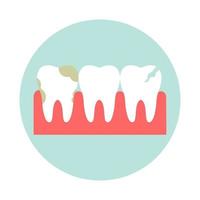 Dental row with dirty healthy and cracked teeth. vector