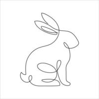 Bunny line art style icon. Rabbit line art icon. Abstract outline rabbit. Continous line drawing Rabbit minimalism style. Easter bunny linear icon. Vector illustration