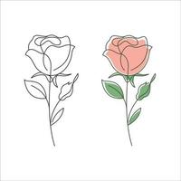 Rosa flor lineal dibujo. decorativo hermosa Rosa flor con Delgado línea. minimalista Rosa ilustración. vector ilustración