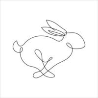 Bunny line art style icon. Rabbit line art icon. Abstract outline rabbit. Continous line drawing Rabbit minimalism style. Easter bunny linear icon. Vector illustration