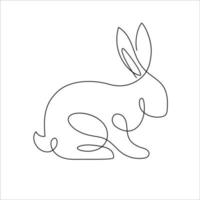 Bunny line art style icon. Rabbit line art icon. Abstract outline rabbit. Continous line drawing Rabbit minimalism style. Easter bunny linear icon. Vector illustration