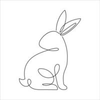 Bunny line art style icon. Rabbit line art icon. Abstract outline rabbit. Continous line drawing Rabbit minimalism style. Easter bunny linear icon. Vector illustration