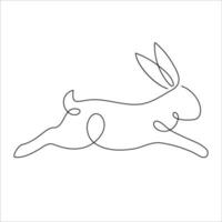 Bunny line art style icon. Rabbit line art icon. Abstract outline rabbit. Continous line drawing Rabbit minimalism style. Easter bunny linear icon. Vector illustration