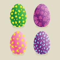 Set of multi-colored Easter eggs with various patterns vector