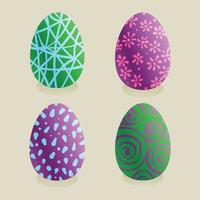 Set of multi-colored Easter eggs with various patterns vector