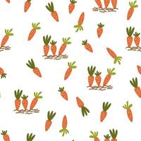 Carrot seamless pattern. Spring and Easter background. Endless pattern can be used for ceramic tile, wallpaper, linoleum, textile, web page background. Vector cartoon illustration.