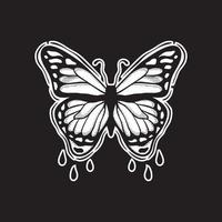 Butterfly art Illustration hand drawn style black and white for tattoo sticker logo etc vector