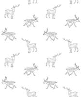 Vector seamless pattern of flat hand drawn deer