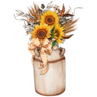 acquerello Vintage ▾ latte secchio con girasoli png