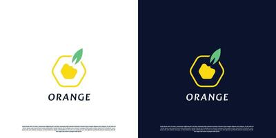 Modern lemon orange logo design illustration. Silhouette of lemon fruit in hexagon shape. Minimalist modern flat design. Suitable for web or app icons. vector