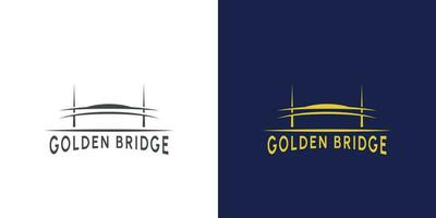 dorado puente logo diseño ilustración. puente línea silueta dorado de colores escultura arquitectura edificio concepto. minimalista lineal diseño estilo. vector