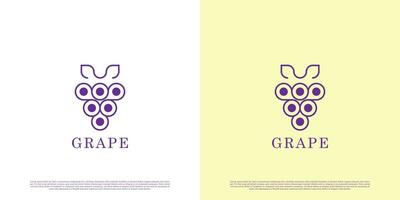Modern Grape wine logo design illustration. Modern minimalist grape fruit line silhouette. Suitable for web or app icons. vector
