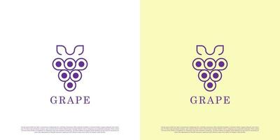 Modern Grape wine logo design illustration. Modern minimalist grape fruit line silhouette. Suitable for web or app icons. vector