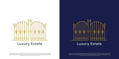 Premium royal gate logo design illustration. linear gate building. Elegant design luxury modern exterior furniture. vector