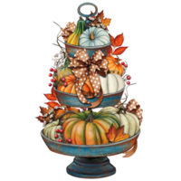 acuarela mano dibujado otoño decorado escalonado bandeja png